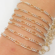 XM3331CTT. Gold Filled and Sterling Silver Long and Short Curb Link Chain
